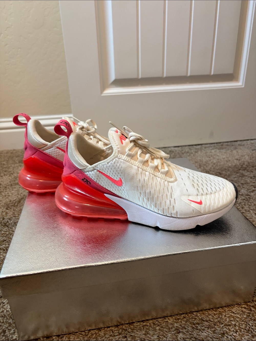 Nike Women's Air Max 270 Sneakers - White & Pink/Coral